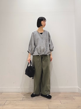 「URBAN RESEARCH DOORS（アーバンリサーチドアーズ）の針抜きテレコスクエアタンクトップ（タンクトップ、ブラック系）」を使った、くどうさん（レディース・157cm）の春コーディネート