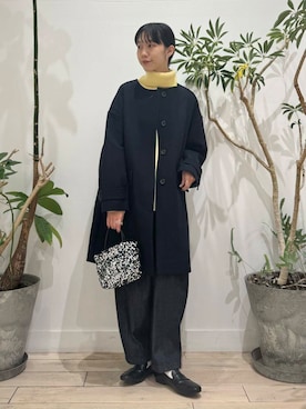 「アイテム（ノーカラーコート）」を使った、くどうさん（レディース・157cm）の秋コーディネート