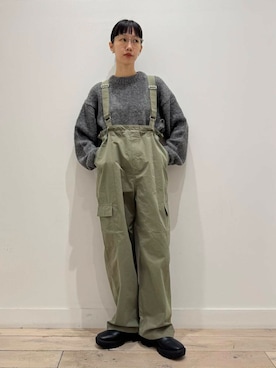 「アイテム（オールインワン・サロペット、グリーン系）」を使った、くどうさん（レディース・157cm）の秋コーディネート