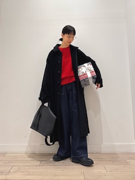 「オトナカジュアル」｜「アイテム（ステンカラーコート）」を使った、くどうさん（レディース・157cm）の冬コーディネート