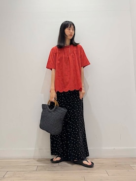 「レースブラウス」｜くどうさん（レディース・157cm）の夏コーディネート