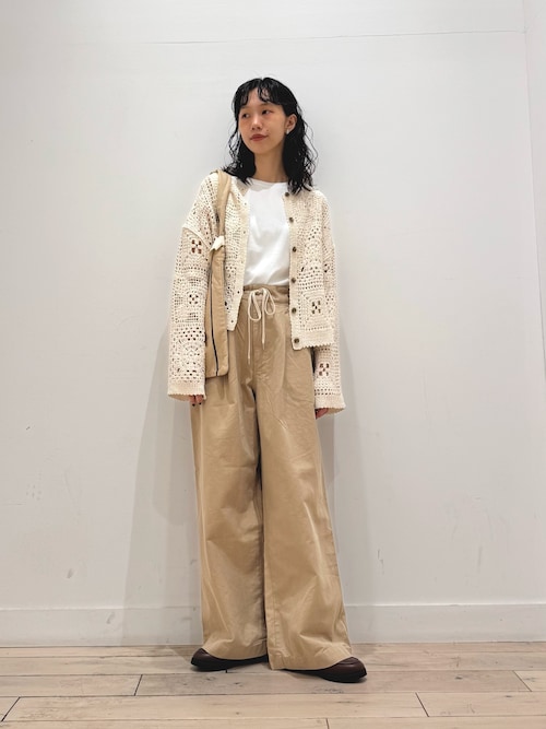 新品タグ付!アーバンリサーチドアーズ 2WAYクロシェカーディガンNATURAL 親子リンク』2WAYクロシェカーディガン(M NATURAL): トップス