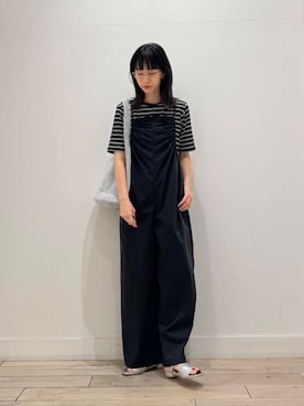 「骨格ナチュラル」｜「アイテム（サロペット/オーバーオール）」を使った、くどうさん（レディース・157cm）の夏コーディネート