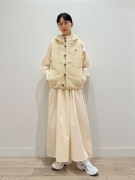 「GYMPHLEX（ジムフレックス）のGYMPHLEX　BOA HOODED VEST（その他アウター）」を使った、くどうさん（レディース・157cm）の秋コーディネート