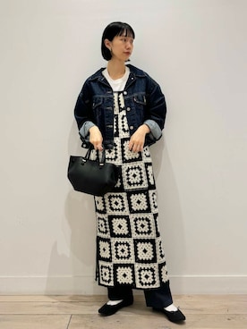「アイテム（デニムジャケット）」を使った、くどうさん（レディース・157cm）の夏コーディネート