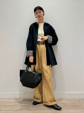 「アイテム（ステンカラーコート）」を使った、くどうさん（レディース・157cm）の秋コーディネート