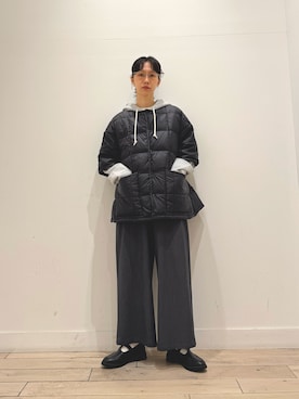 「アイテム（ダウンジャケット/コート）」を使った、くどうさん（レディース・157cm）の秋コーディネート