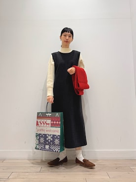 「アイテム（ローファー）」を使った、くどうさん（レディース・157cm・30代）の冬コーディネート