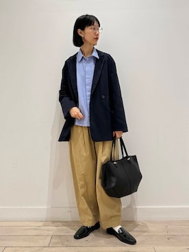「RODE SKO（ロデスコ）のエナメルローファー（ローファー）」を使った、くどうさん（レディース・157cm）の秋コーディネート