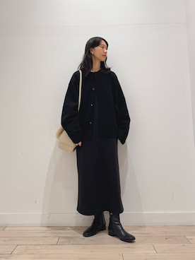 「アイテム（ノーカラージャケット）」を使った、くどうさん（レディース・157cm）の秋コーディネート