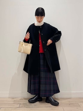 「doors」｜「アイテム（ノーカラーコート）」を使った、くどうさん（レディース・157cm）の冬コーディネート