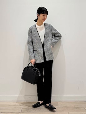 「URBAN RESEARCH DOORS（アーバンリサーチドアーズ）のピンタックフリルスタンドカラーブラウス（シャツ/ブラウス）」を使った、くどうさん（レディース・157cm）の冬コーディネート