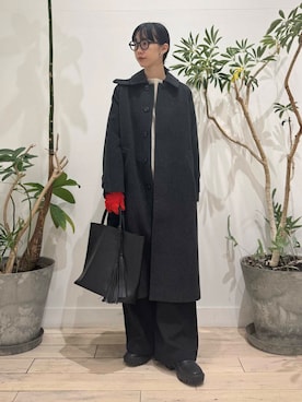 「アイテム（手袋、レッド系）」を使った、くどうさん（レディース・157cm）の秋コーディネート