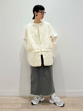 「アイテム（ダウンベスト）」を使った、くどうさん（レディース・157cm）の秋コーディネート