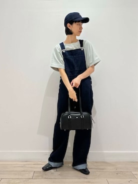 「ローファー」｜「アイテム（オールインワン・サロペット）」を使った、くどうさん（レディース・157cm）の夏コーディネート