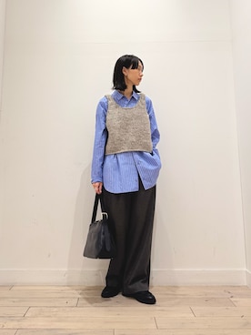 「RODE SKO（ロデスコ）のレザーワンハンドルバッグ（Shoulderbag、ブラック系）」を使った、くどうさん（レディース・157cm）の秋コーディネート