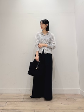 「かぐれ（カグレ）のコットンエアリーカーディガン（カーディガン/ボレロ、グレー系）」を使った、くどうさん（レディース・157cm）の夏コーディネート