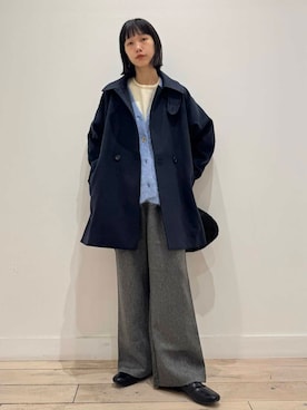 「アイテム（ステンカラーコート）」を使った、くどうさん（レディース・157cm）の秋コーディネート