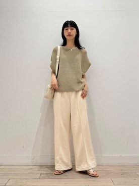 「URBAN RESEARCH DOORS（アーバンリサーチドアーズ）のリネンライクニットプルオーバー（ニット/セーター）」を使った、くどうさん（レディース・157cm）の夏コーディネート