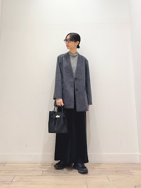 「URBAN RESEARCH DOORS（アーバンリサーチドアーズ）のツイードノーカラージャケット（Collarless jacket、グレー系）」を使った、くどうさん（レディース・157cm）の秋コーディネート