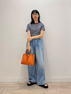「PETIT BATEAU（プチバトー）のアイテム」を使った、くどうさん（レディース・157cm）の夏コーディネート