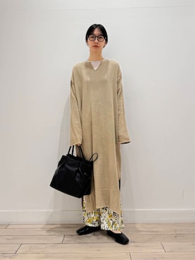 「フラワープリント」｜「アイテム（ワンピース/ドレス）」を使った、くどうさん（レディース・157cm）の春コーディネート