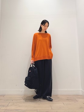 「URBAN RESEARCH DOORS（アーバンリサーチドアーズ）のウォッシャブルウールワイドプルオーバー（Knitwear、オレンジ系）」を使った、くどうさん（レディース・157cm）の秋コーディネート