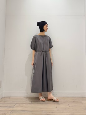 「URBAN RESEARCH DOORS（アーバンリサーチドアーズ）の和紙ビーニー（ニットキャップ/ビーニー、グレー系）」を使った、くどうさん（レディース・157cm）の夏コーディネート