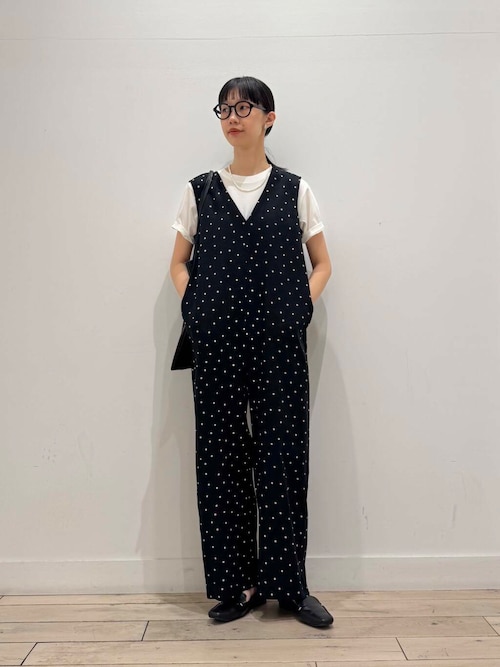 セール】リネンレーヨンドットオールインワン（サロペット