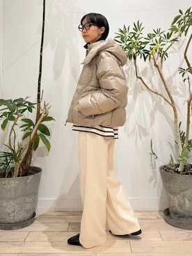 「かぐれ（カグレ）のボーダーワイドカットソー（Tシャツ/カットソー）」を使った、くどうさん（レディース・157cm）の秋コーディネート