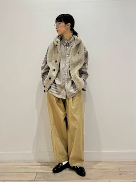 「GYMPHLEX（ジムフレックス）のGYMPHLEX　BOA HOODED VEST（その他アウター）」を使った、くどうさん（レディース・157cm）の秋コーディネート