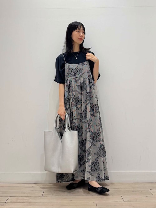 メッシュジャガード　キャミワンピース　アーバンリサーチドアーズ　ブラック URBAN RESEARCH DOORS ワンピース メッシュジャガードキャミ