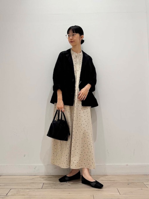 新品◎アーバンリサーチドアーズ ◎リネンドットフレアワンピース//ブラックM URBAN RESEARCH DOORS ワンピース リネンドットフレアワンピース
