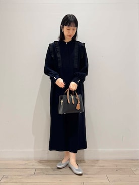 「プリーツ」｜「アイテム（ワンピース/ドレス）」を使った、くどうさん（レディース・157cm）の冬コーディネート