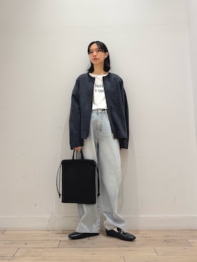「URBAN RESEARCH DOORS（アーバンリサーチドアーズ）のウールリバーZIPノーカラーコート（Other outerwear、グレー系）」を使った、くどうさん（レディース・157cm）の秋コーディネート
