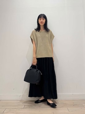 「URBAN RESEARCH DOORS（アーバンリサーチドアーズ）のリネンライクニットプルオーバー（ニット/セーター）」を使った、くどうさん（レディース・157cm）の夏コーディネート