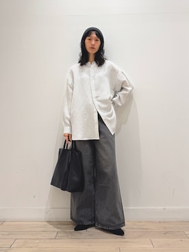 「FORK&SPOON（フォークアンドスプーン）のFORK&SPOON　バンドカラーダブルクロスシャツ（シャツ/ブラウス）」を使った、くどうさん（レディース・157cm）の秋コーディネート