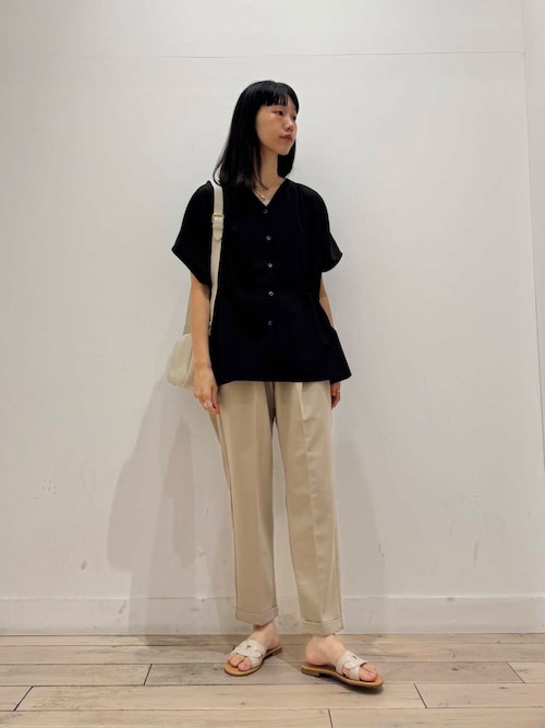 セール】『再入荷』Vネックウエストギャザーブラウス（シャツ