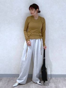 「アイテム（スウェットパンツ）」を使った、ayamaruさん（レディース・158cm・30代）の春コーディネート