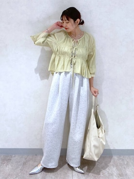 「アイテム（スウェットパンツ）」を使った、ayamaruさん（レディース・158cm・30代）の春コーディネート