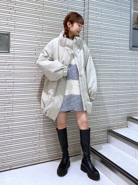 「着痩せ」｜「アイテム（ダウンジャケット/コート）」を使った、ayamaruさん（レディース・158cm）の秋コーディネート