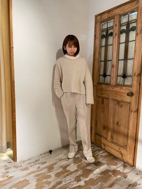 「PUAL CE CIN（ピュアルセシン）の綿針抜きハイネックロングスリーブ（Tシャツ/カットソー）」を使った、サカグチさん（レディース・160cm）の冬コーディネート