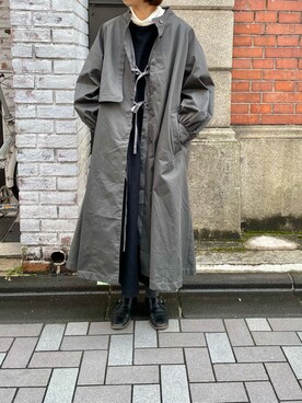 「PUAL CE CIN（ピュアルセシン）の綿針抜きハイネックロングスリーブ（Tシャツ/カットソー）」を使った、サカグチさん（レディース・160cm）の冬コーディネート