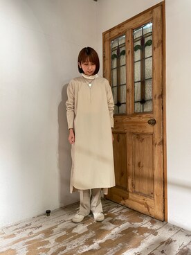 「PUAL CE CIN（ピュアルセシン）の綿針抜きハイネックロングスリーブ（Tシャツ/カットソー）」を使った、サカグチさん（レディース・160cm）の冬コーディネート