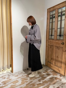 「PUAL CE CIN（ピュアルセシン）の綿針抜きハイネックロングスリーブ（Tシャツ/カットソー）」を使った、サカグチさん（レディース・160cm）の冬コーディネート