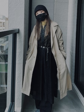 「BEAMS」｜「アイテム（ステンカラーコート）」を使った、Syuan さん（レディース・156cm）の春コーディネート