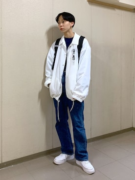 「MILKFED.」｜「アイテム（ナイロンジャケット）」を使った、今泉 麗華さん（レディース・165cm）の冬コーディネート