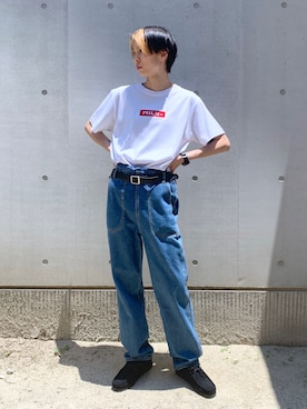 「MILKFED.（ミルクフェド）のアイテム（サロペット/オーバーオール）」を使った、今泉 麗華さん（レディース・165cm）の夏コーディネート