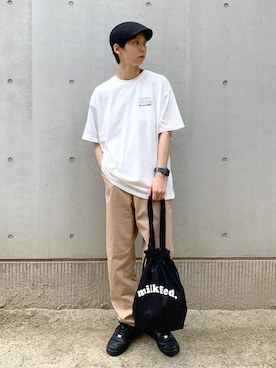 「MILKFED.（ミルクフェド）のアイテム（サロペット/オーバーオール）」を使った、今泉 麗華さん（レディース・165cm）の夏コーディネート