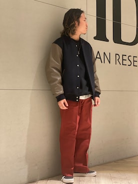 「URBAN RESEARCH（アーバンリサーチ）のアイテム（スタジャン）」を使った、Takuyaさん（メンズ・170cm）の冬コーディネート